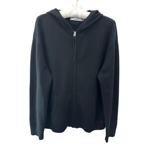 HARPER LANE | 100% Cashmere Black Zip Up Hoodie Sweater Luxury Knit | Small